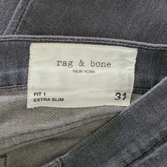 RAG & BONE Mens Jeans Grey Fit 1 Extra Slim Legs Button Fly Denim Size 31 - Picture 12 of 15